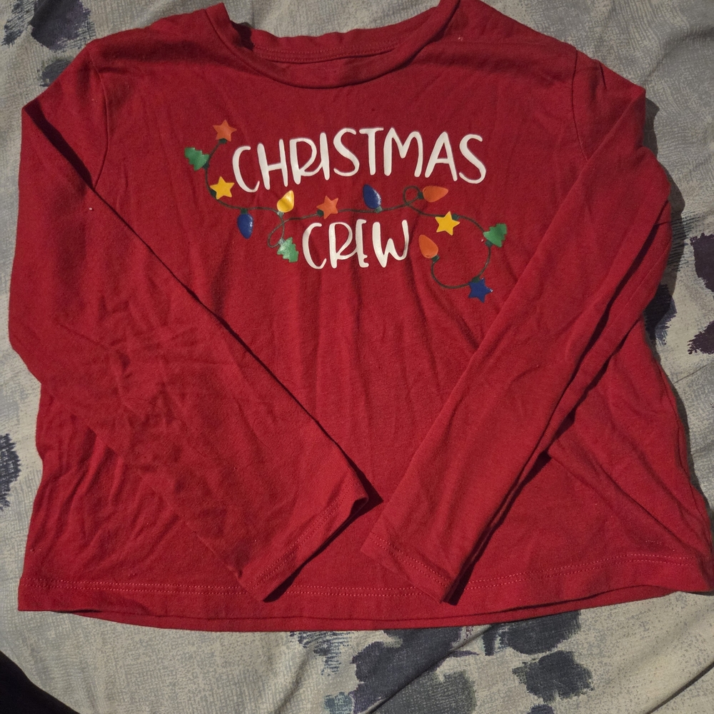 Holiday Time Red Christmas Crew Long Sleeve Tee
